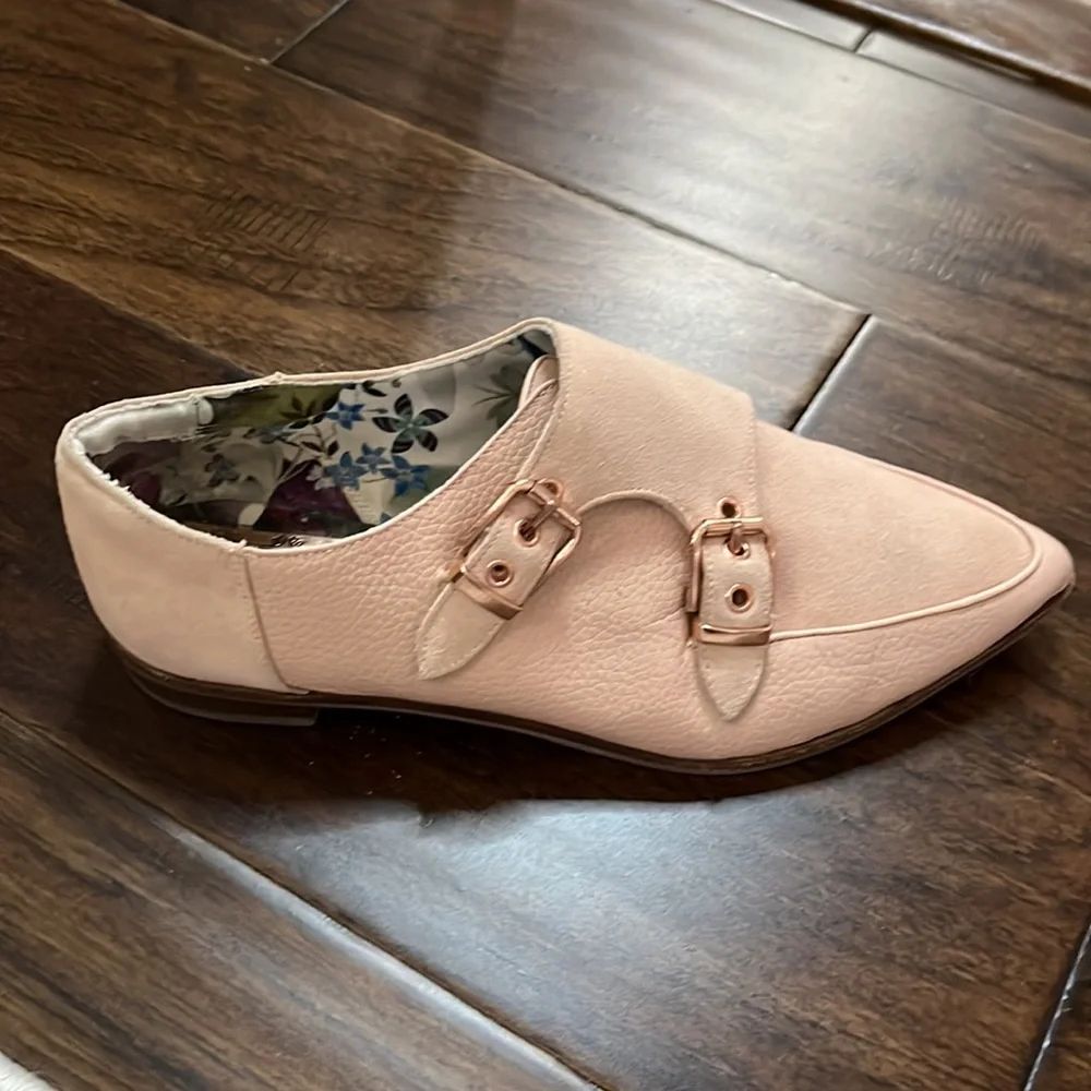Ted Baker Naoi monk strap blush pink suede and leather shoe Size 5.5/ EU 36